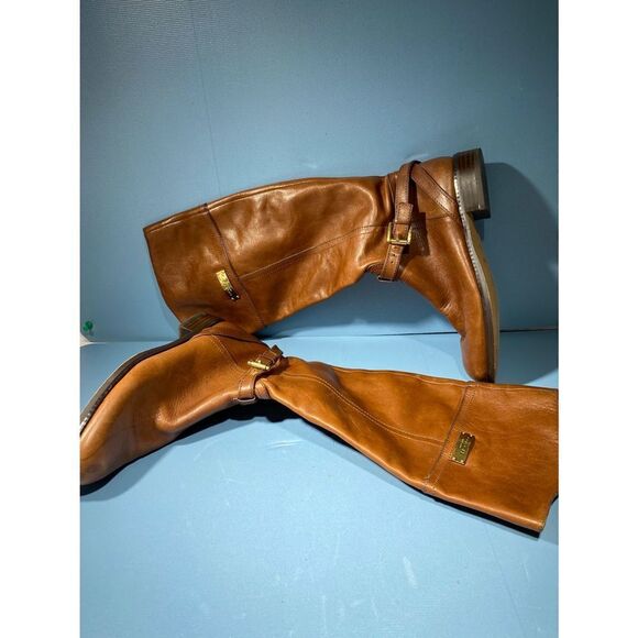 Coach Women's Micha Wide Calf Tall Leather Riding Boots Cinnamon Size 5.5 - Picture 5 of 7